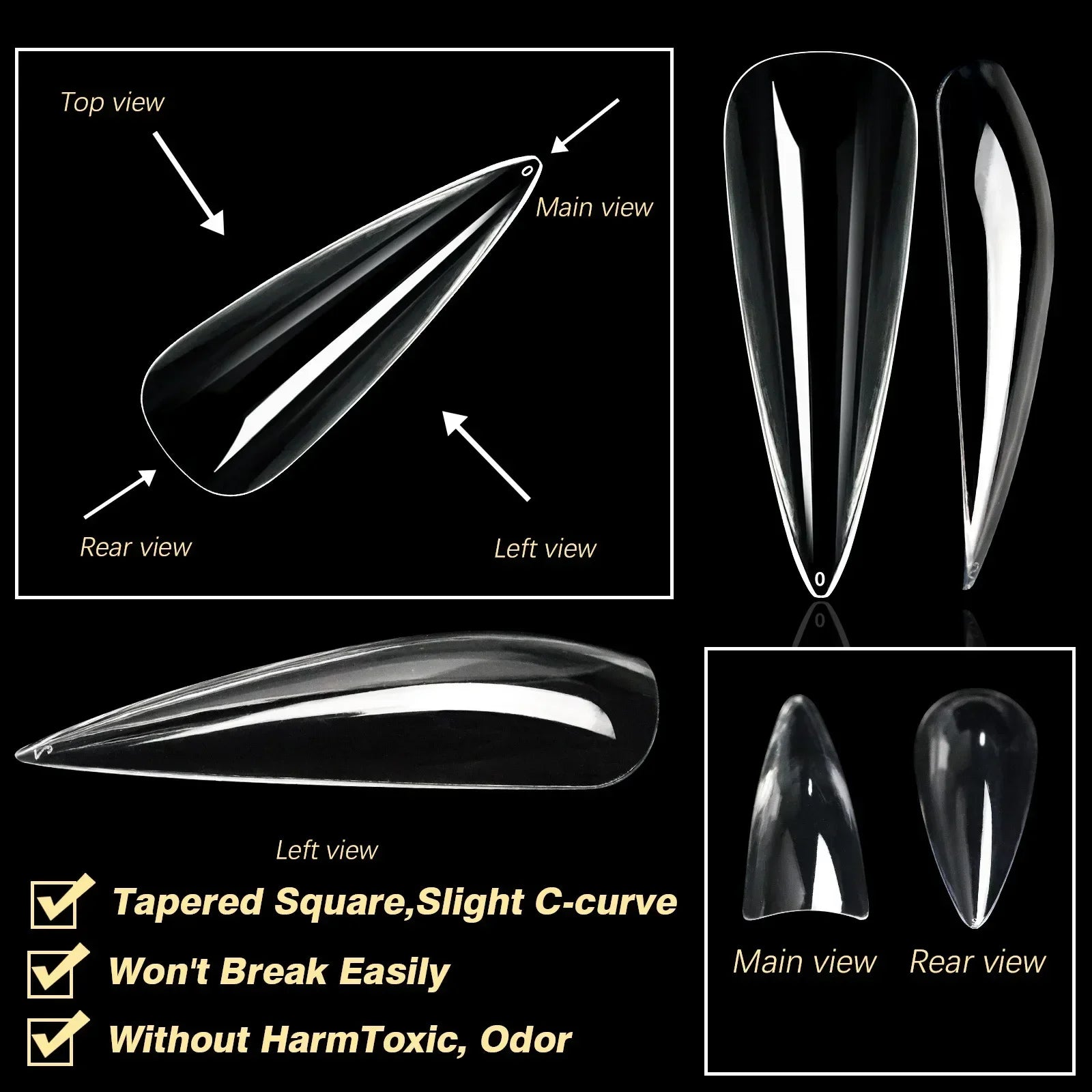 Soft Gel False Tips Box Natural Sculpted Ballet Coffin Almond Fake Nails Full Cover Premium Quality Press On Nails Nail Supplies