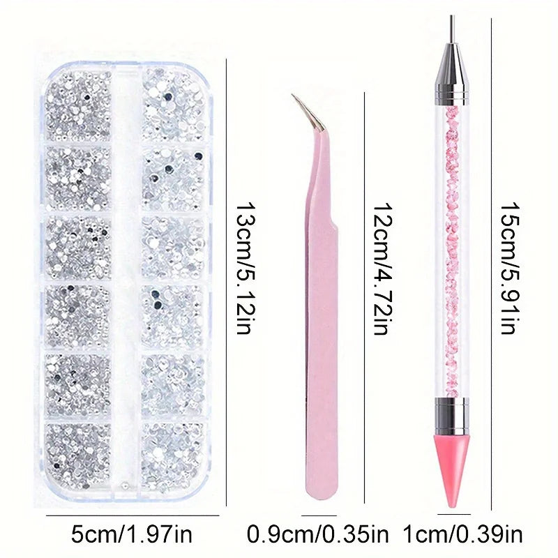 Nails Art Multi-Size Flat Back Acrylic Rhinestones 3D Crystal DIY Decorations Glitter Crystal Gem Manicure Accessories