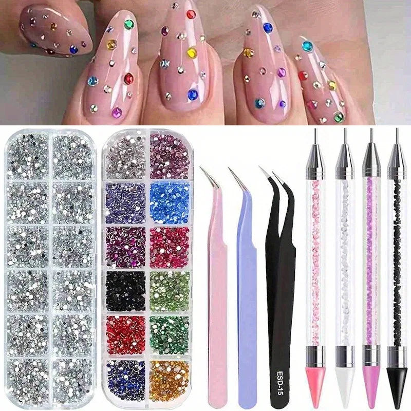 Nails Art Multi-Size Flat Back Acrylic Rhinestones 3D Crystal DIY Decorations Glitter Crystal Gem Manicure Accessories