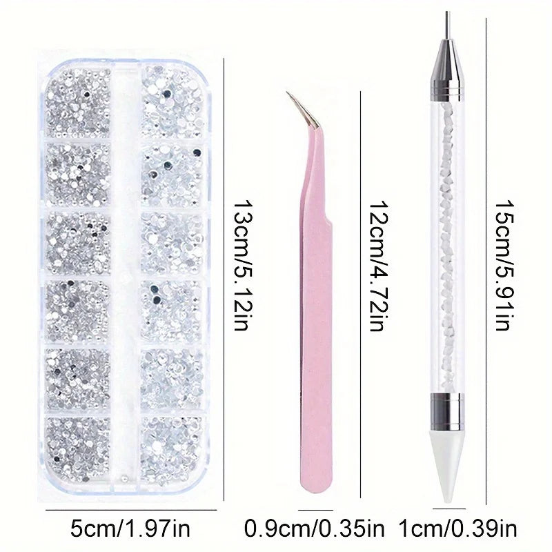 Nails Art Multi-Size Flat Back Acrylic Rhinestones 3D Crystal DIY Decorations Glitter Crystal Gem Manicure Accessories