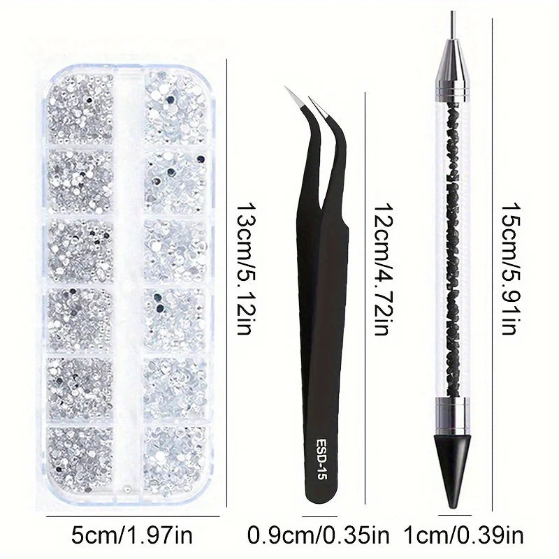 Nails Art Multi-Size Flat Back Acrylic Rhinestones 3D Crystal DIY Decorations Glitter Crystal Gem Manicure Accessories