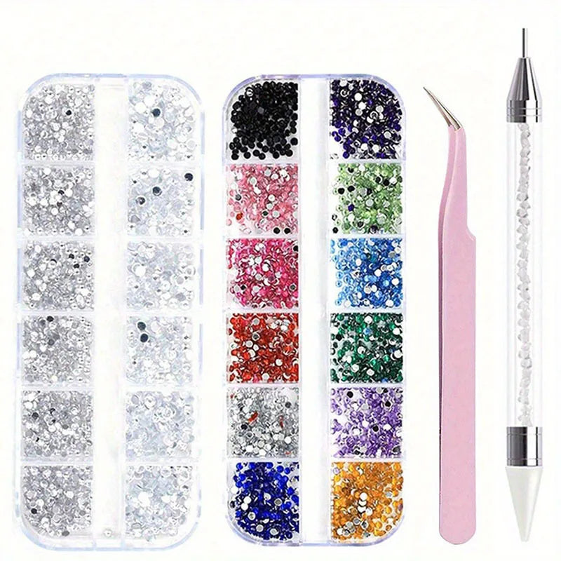 Nails Art Multi-Size Flat Back Acrylic Rhinestones 3D Crystal DIY Decorations Glitter Crystal Gem Manicure Accessories