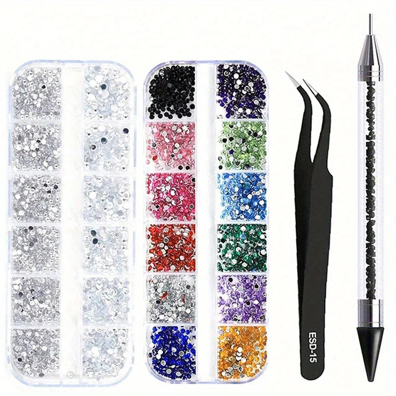 Nails Art Multi-Size Flat Back Acrylic Rhinestones 3D Crystal DIY Decorations Glitter Crystal Gem Manicure Accessories