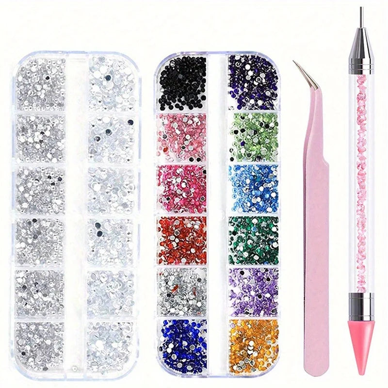 Nails Art Multi-Size Flat Back Acrylic Rhinestones 3D Crystal DIY Decorations Glitter Crystal Gem Manicure Accessories